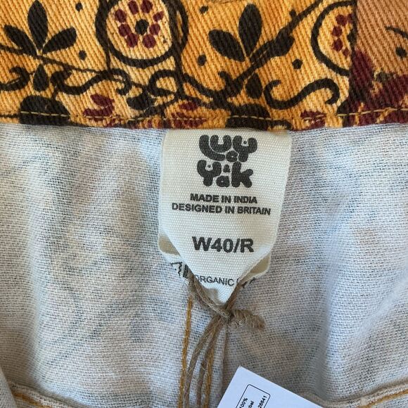 Lucy & Yak Jeans Size W40 / US 16 Organic Yellow BOHO Billie Print High Waist - Picture 6 of 12